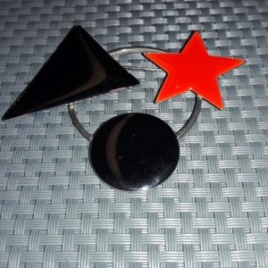 Vintage 80's Enamel and Metal Abstract Brooch COOL